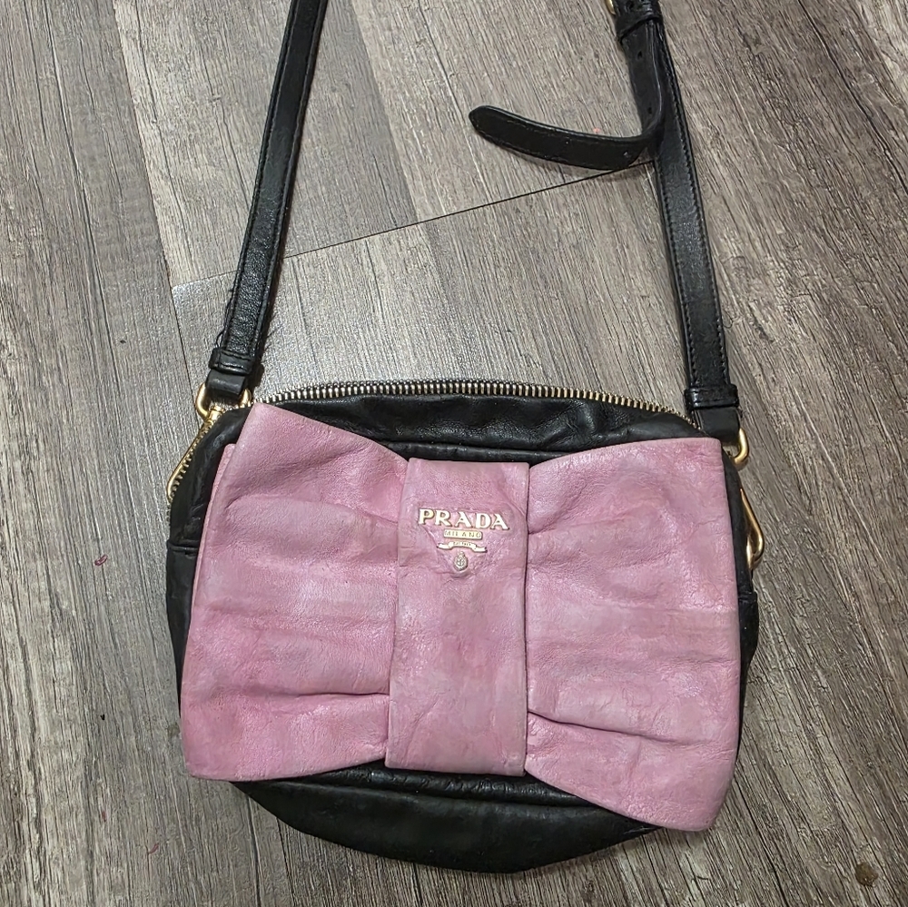 PRADA NAPPA FIOCCO CROSSBODY BOW RIBBON BAG pink Kawaii Camera Bag Luxury